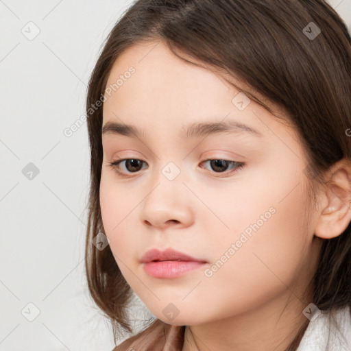 Neutral white child female with medium  brown hair and brown eyes