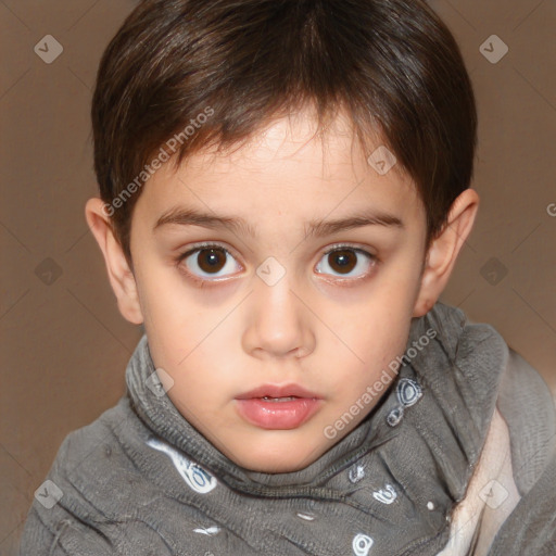 Neutral white child male with short  brown hair and brown eyes