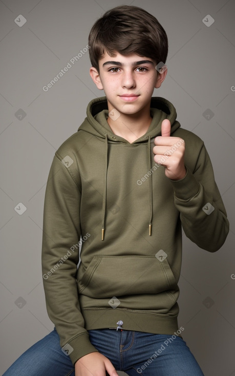 Turkish teenager boy with  brown hair