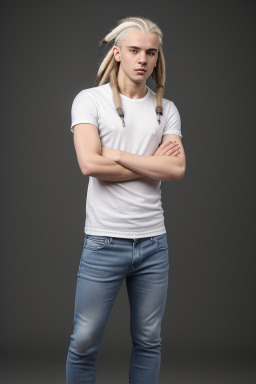 Belarusian young adult male with  white hair