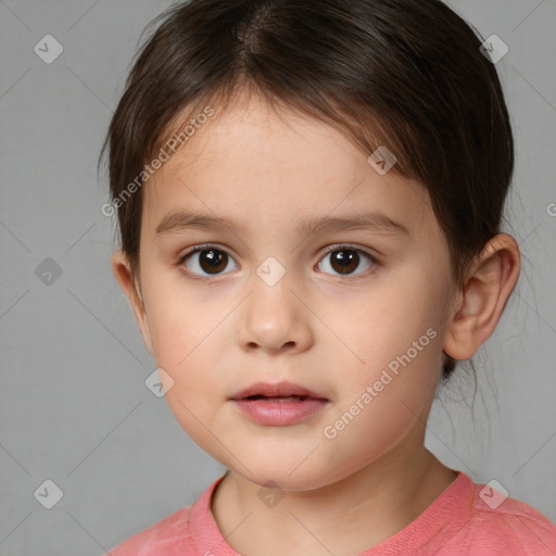 Neutral white child female with medium  brown hair and brown eyes