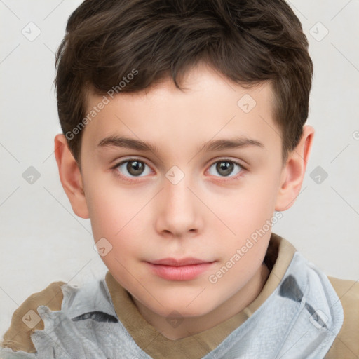 Neutral white child male with short  brown hair and brown eyes