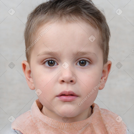 Neutral white child male with short  brown hair and brown eyes