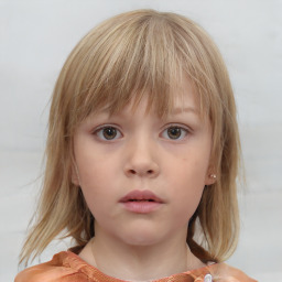 Neutral white child female with medium  brown hair and brown eyes