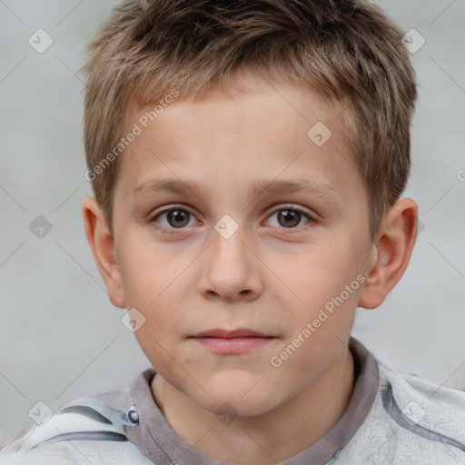 Neutral white child male with short  brown hair and brown eyes