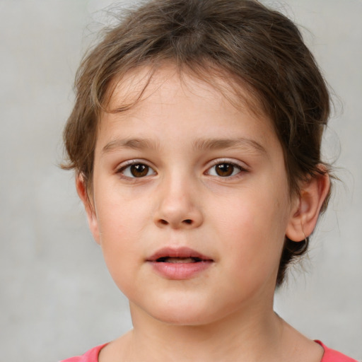 Neutral white child female with medium  brown hair and brown eyes