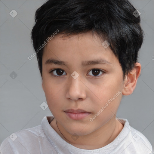 Neutral white child male with short  brown hair and brown eyes