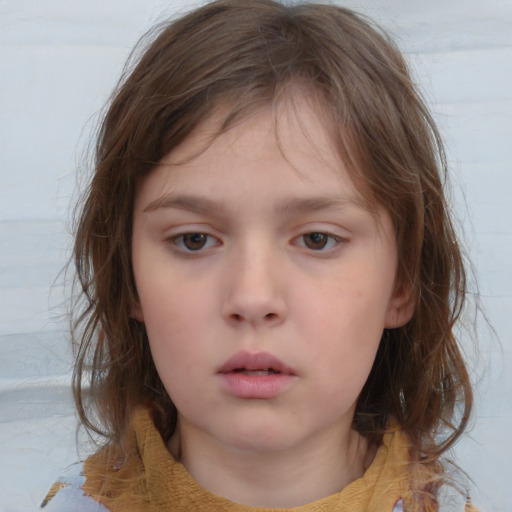 Neutral white child female with medium  brown hair and brown eyes