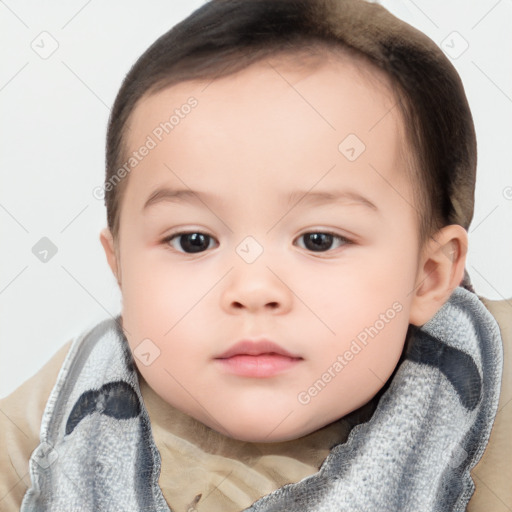 Neutral white child female with short  brown hair and brown eyes