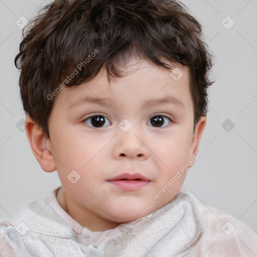 Neutral white child male with short  brown hair and brown eyes