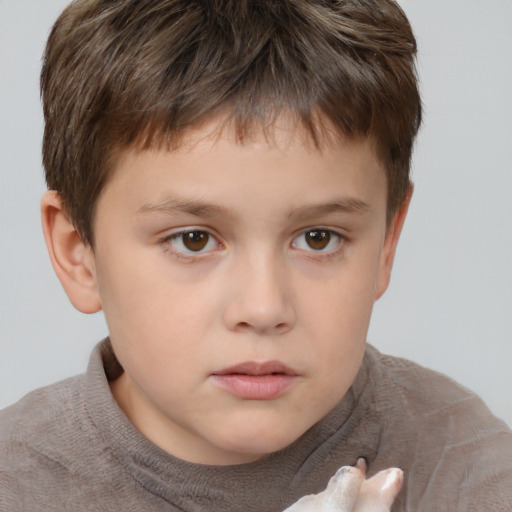 Neutral white child male with short  brown hair and brown eyes