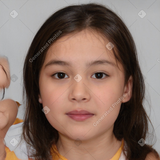 Neutral white child female with medium  brown hair and brown eyes