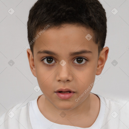 Neutral white child male with short  brown hair and brown eyes