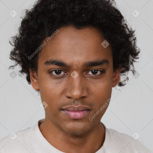 Neutral black young-adult male with short  brown hair and brown eyes