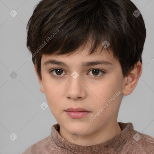 Neutral white child male with short  brown hair and brown eyes