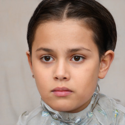 Neutral white child female with short  brown hair and brown eyes