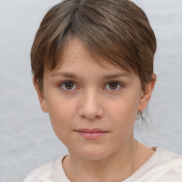 Neutral white child female with short  brown hair and brown eyes