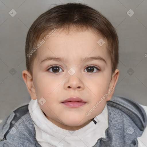 Neutral white child male with short  brown hair and brown eyes