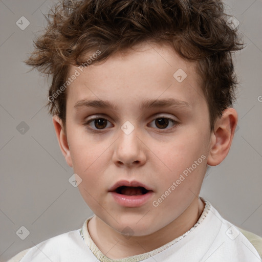 Neutral white child male with short  brown hair and brown eyes