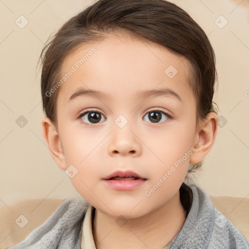 Neutral white child female with medium  brown hair and brown eyes