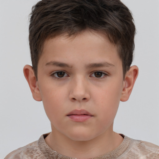 Neutral white child male with short  brown hair and brown eyes