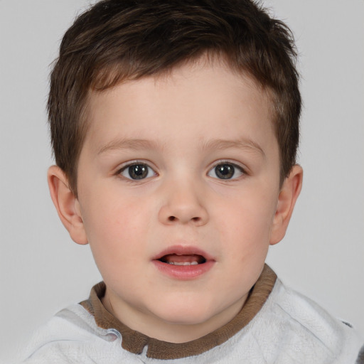 Neutral white child male with short  brown hair and brown eyes