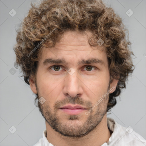 Neutral white adult male with short  brown hair and brown eyes