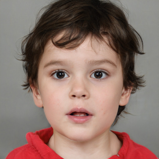 Neutral white child male with medium  brown hair and brown eyes