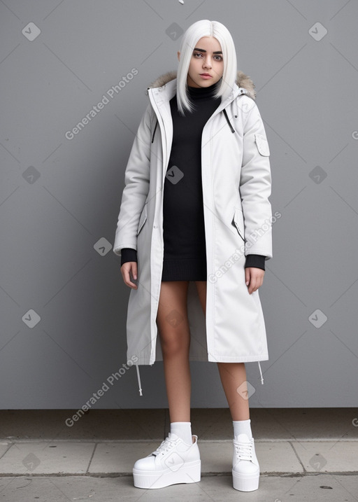 Libyan teenager female with  white hair