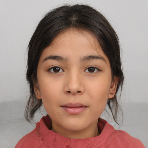 Neutral asian child female with medium  brown hair and brown eyes