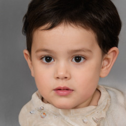 Neutral white child female with short  brown hair and brown eyes