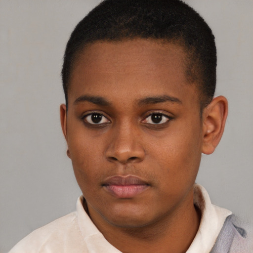 Neutral latino young-adult male with short  brown hair and brown eyes