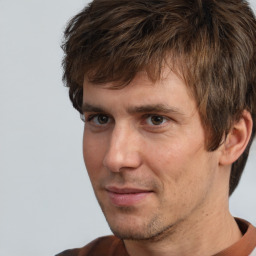 Neutral white adult male with short  brown hair and brown eyes