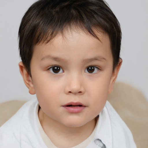 Neutral white child female with short  brown hair and brown eyes