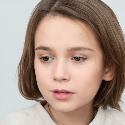 Neutral white child female with medium  brown hair and brown eyes