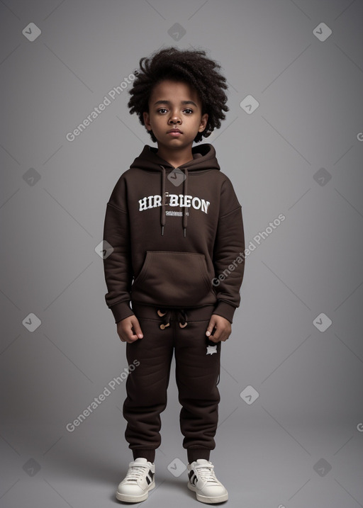 African american child non-binary with  brown hair