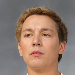 Neutral white adult male with short  brown hair and brown eyes