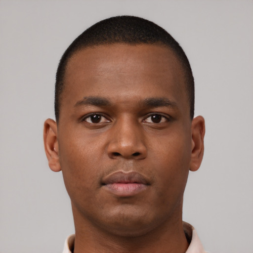 Neutral black young-adult male with short  brown hair and brown eyes