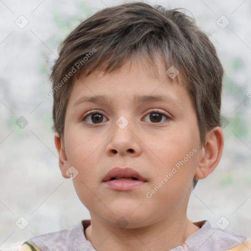 Neutral white child male with short  brown hair and brown eyes