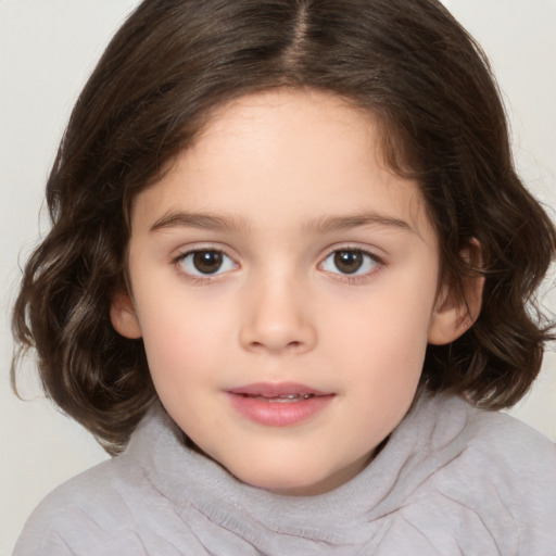 Neutral white child female with medium  brown hair and brown eyes