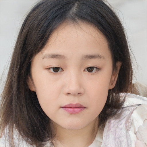 Neutral asian child female with medium  brown hair and brown eyes
