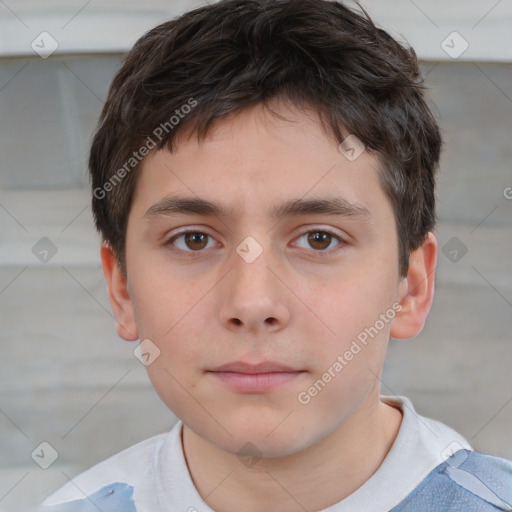 Neutral white child male with short  brown hair and brown eyes