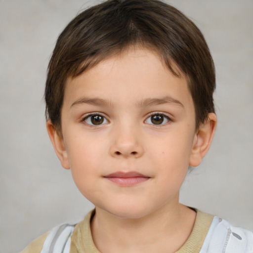 Neutral white child female with short  brown hair and brown eyes