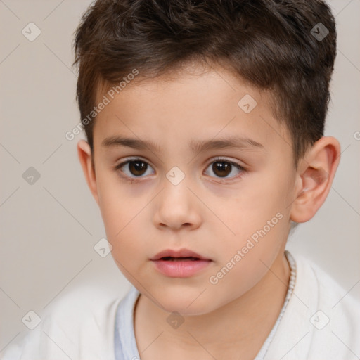 Neutral white child male with short  brown hair and brown eyes