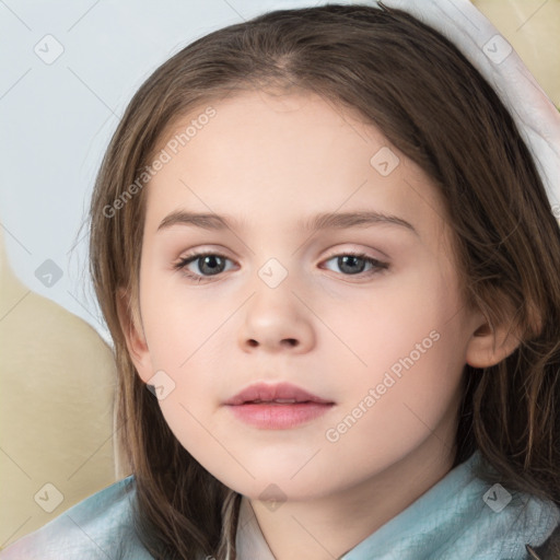 Neutral white child female with medium  brown hair and brown eyes