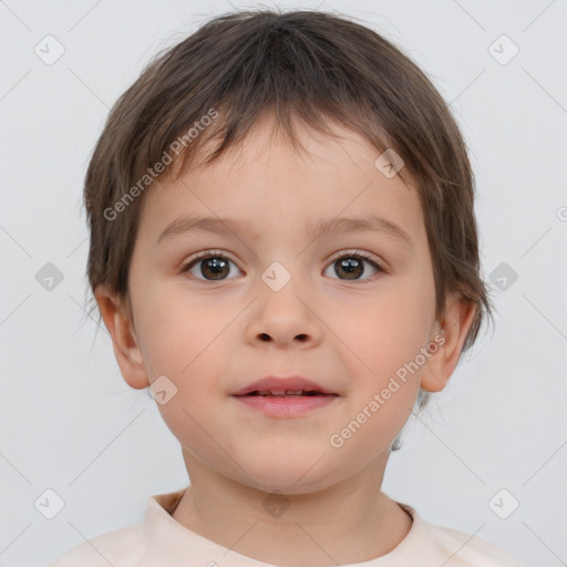 Neutral white child male with short  brown hair and brown eyes