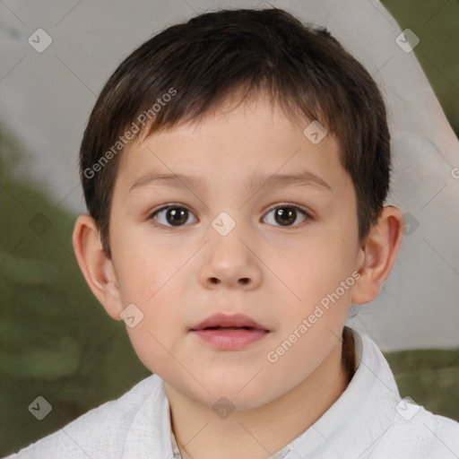 Neutral white child male with short  brown hair and brown eyes