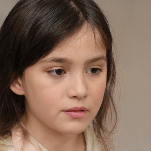 Neutral white child female with medium  brown hair and brown eyes
