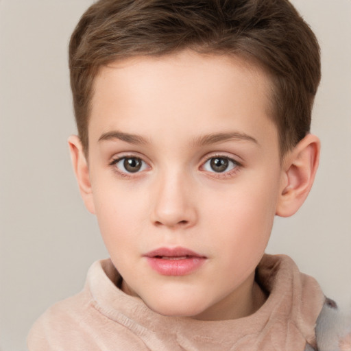 Neutral white child male with short  brown hair and brown eyes