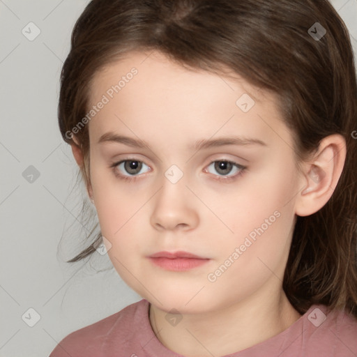 Neutral white child female with medium  brown hair and brown eyes